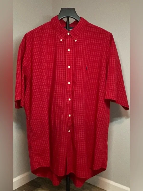 Ralph Lauren - Men's Red Short-Sleeve Button-Down Shirt - Picture 1 of 3
